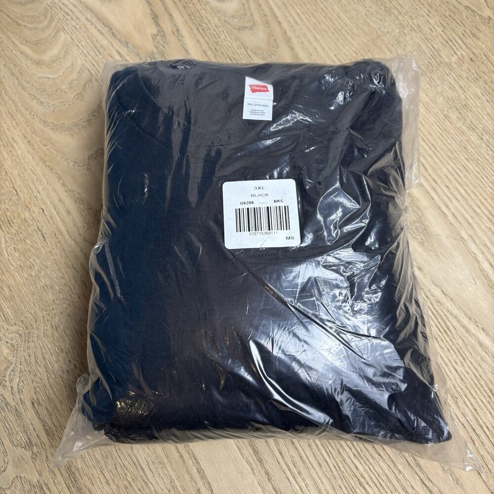 NWT Hanes Essentials Men's Cotton Long Sleeve T-Shirt Value 4-Pack Black 3XL New
